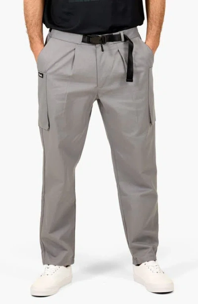 Vast Belted Twill Cargo Pants In Gray