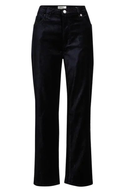 Frame Le Sleek Velvet Ankle Straight Leg Pants In Black