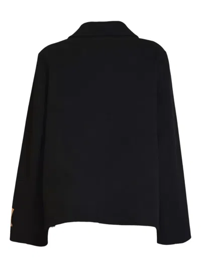 Solotre Sophisticated Tailored Black Coat With Timeless Appeal In Black