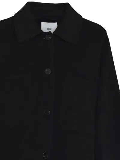 Solotre Sophisticated Tailored Black Coat With Timeless Appeal In Black