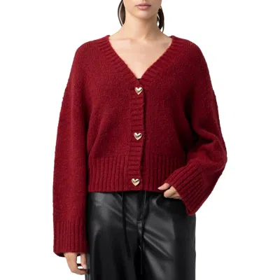 Blanknyc Cropped Cardigan In Burgundy