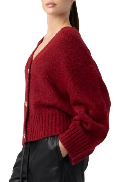 Blanknyc Cropped Cardigan In Burgundy
