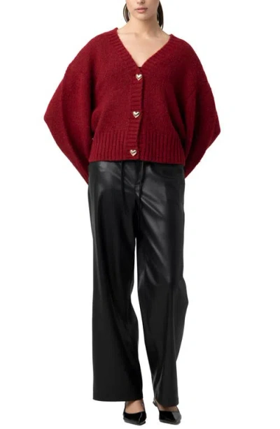 Blanknyc Cropped Cardigan In Burgundy