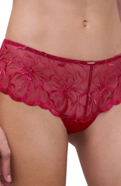 Chantelle Lingerie Fleurs Hipster Tanga In Red