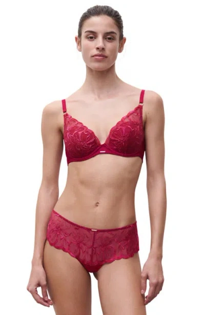 Chantelle Lingerie Fleurs Hipster Tanga In Red