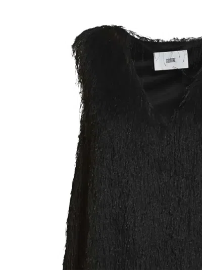 Solotre Sleek Black Dress With Flattering Silhouette In Black