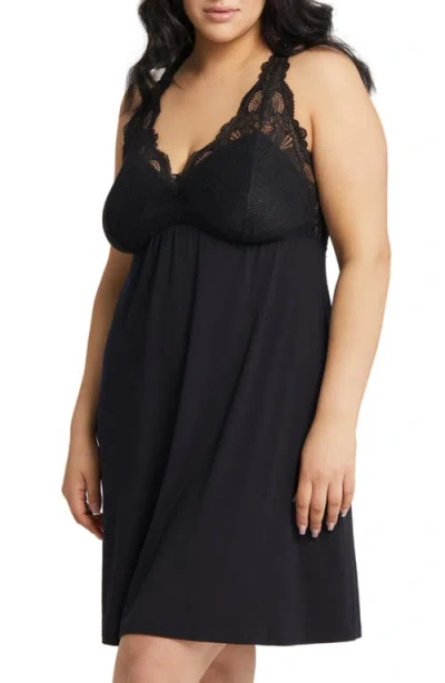 Fleur't Belle Epoque Fuller Cup Lace Chemise In Black