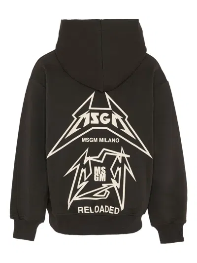 Msgm Graphic-print Hoodie In Black