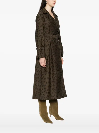 Akris Punto Belted Animal-print Coat In Green