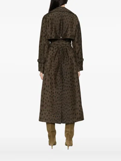 Akris Punto Belted Animal-print Coat In Green