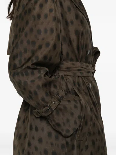 Akris Punto Belted Animal-print Coat In Green