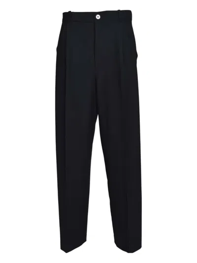 Solotre Tailored Blue Trousers With Straight Leg Silhouette In Black