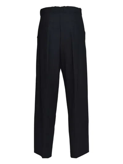 Solotre Tailored Blue Trousers With Straight Leg Silhouette In Black