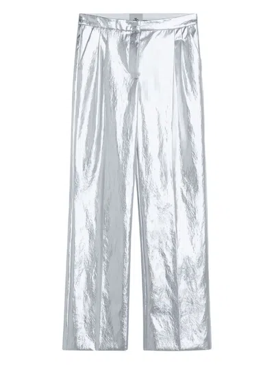 The Garment Silver Andy Wide Trousers In Silver
