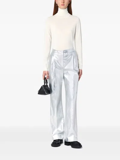 The Garment Silver Andy Wide Trousers In Silver
