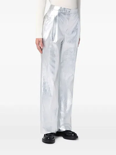The Garment Silver Andy Wide Trousers In Silver