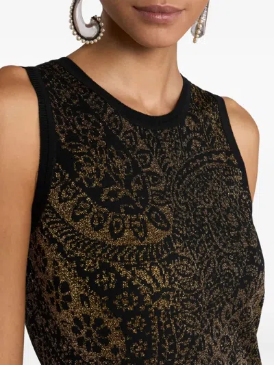 Etro Sleeveless Paisley Motif Maxi Dress In Green
