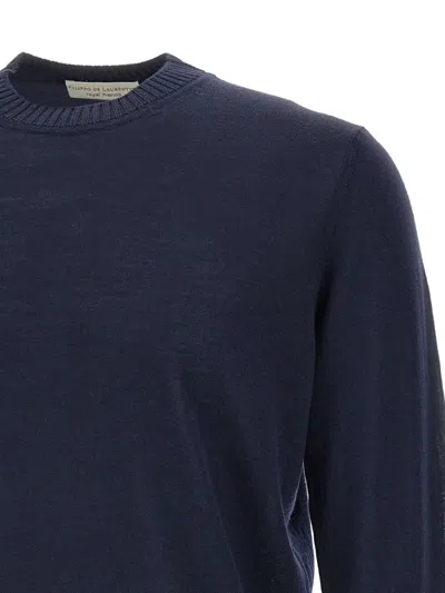 Filippo De Laurentiis Ribbed Crew-neck Sweater In Blue