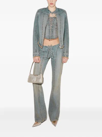 Misbhv Sunset Stud-embellished Denim Jacket In Blue