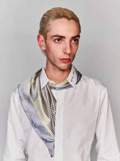 Lost Pattern Nyc "linear Language" Silk Bandana Scarf In Multi