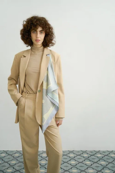 Lost Pattern Nyc "linear Language" Silk Bandana Scarf In Multi