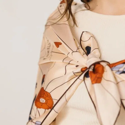 Lost Pattern Nyc "camellia" Large Silk Square Scarf In Neutral