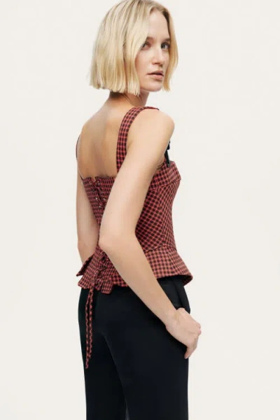 Nocturne Checked Buckle Strap Corset Top In Multi