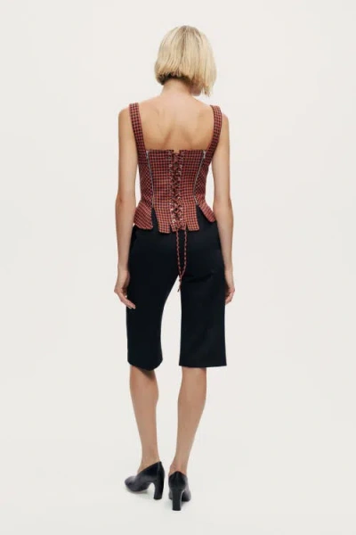 Nocturne Checked Buckle Strap Corset Top In Multi