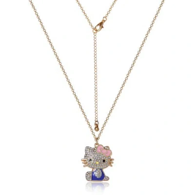 Hello Kitty Sally Rose  Aqua Green Enamel And Pave Crystal Necklace Official License, Gold-tone 16+3  In Metallic