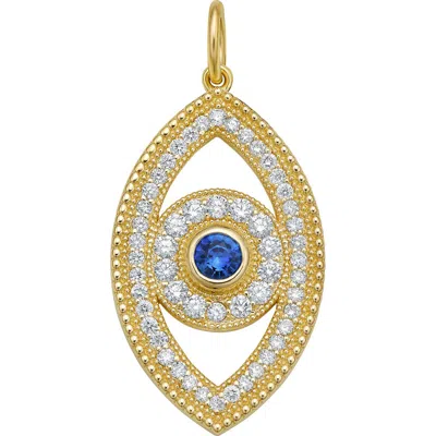 Lionheart 14k Gold Beaded Diamond And Sapphire Evil Eye Charm In Gold