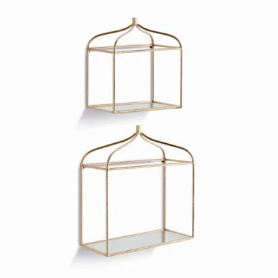 Napa Home & Garden Abbey Mirrored Wall Shelves Set Of 2 In Gold