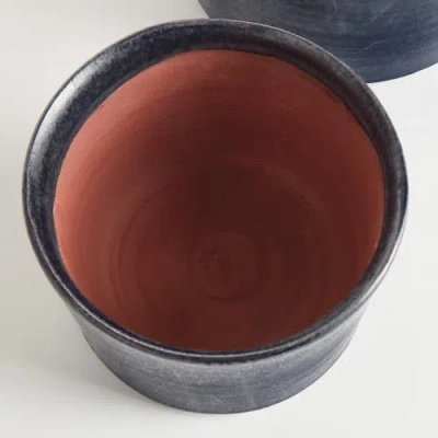 Napa Home & Garden Navy Terracotta Planters Studio Cachepots, Set Of 2 In Blue