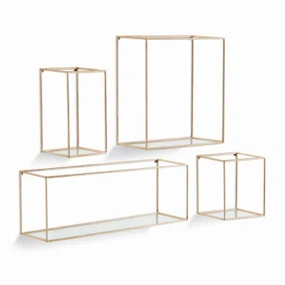 Napa Home & Garden Duncan Mirrored Wall Shelves Set Of 4 In Gold
