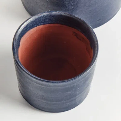 Napa Home & Garden Navy Terracotta Planters Studio Cachepots, Set Of 3 In Blue