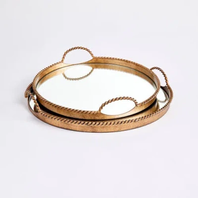Napa Home & Garden Braiden Decorative Mirrored Trays Set Of 2 In Gold