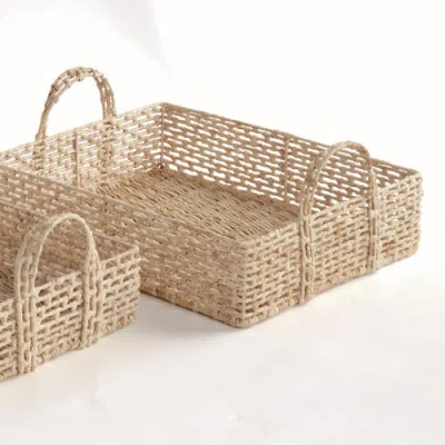 Napa Home & Garden Juliet Abaca Nesting Rectangular Trays, Natural, Set Of 2 In Brown