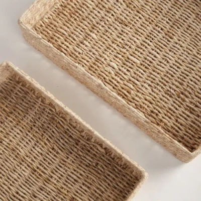Napa Home & Garden Juliet Abaca Nesting Rectangular Trays, Natural, Set Of 2 In Brown