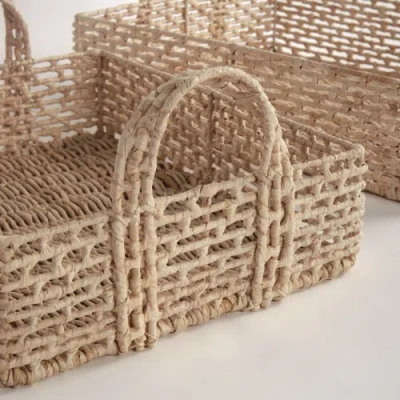 Napa Home & Garden Juliet Abaca Nesting Rectangular Trays, Natural, Set Of 2 In Brown