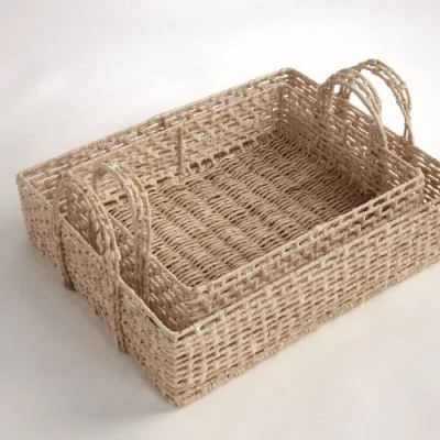 Napa Home & Garden Juliet Abaca Nesting Rectangular Trays, Natural, Set Of 2 In Brown