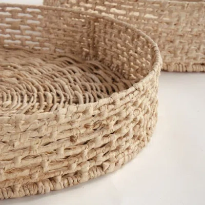 Napa Home & Garden Juliet Abaca Round Trays, Set Of 2 In Brown