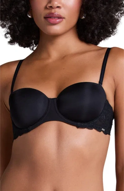 Hunkemoller Angie Padded Strapless Underwired Bra In Black