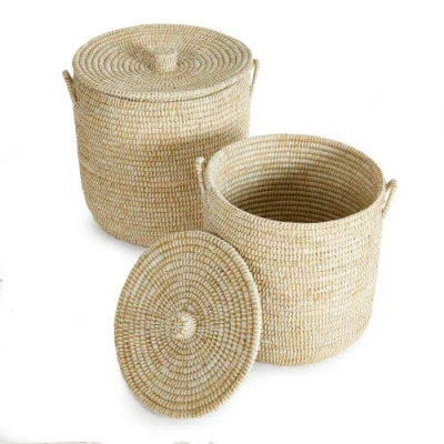 Napa Home & Garden Rivergrass Hamper Baskets With Lids Set Of 2 In Neutral
