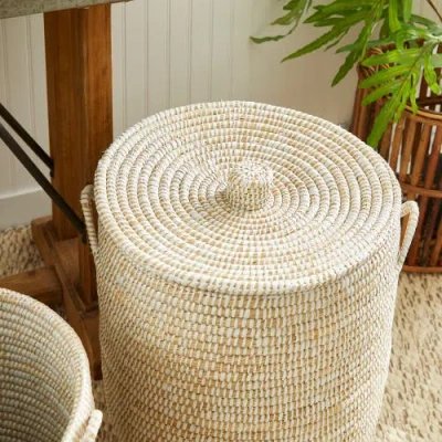 Napa Home & Garden Rivergrass Hamper Baskets With Lids Set Of 2 In Neutral