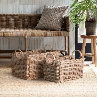 Napa Home & Garden Normandy Halo Rectangular Baskets Set Of 2 In Brown
