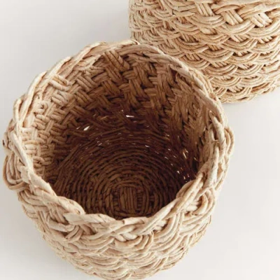 Napa Home & Garden Abaca French Braid Storage Baskets Round Set Of 2 In Brown