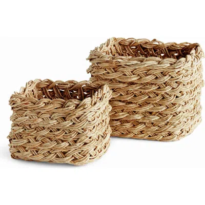 Napa Home & Garden Abaca French Braid Storage Baskets Square Set Of 2 In Brown