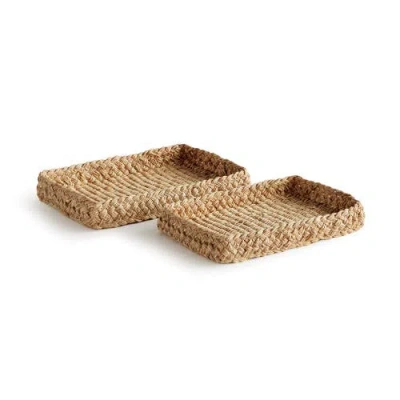 Napa Home & Garden Abaca French Braided Square Decorative Trays Set Of 2 In Brown