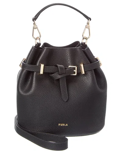 Furla Aura Mini Leather Drawstring In Brown