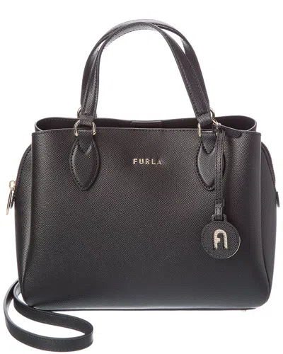 Furla Minerva Small Leather Tote In Gray