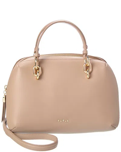 Furla Galassia Medium Leather Boston Bag In Neutral
